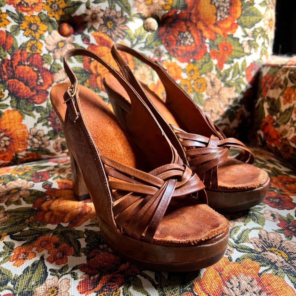 70s Wooden Platform Heels